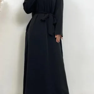 Black Abaya Muslim Dress with Pockets