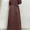 Purple Abaya Muslim Dress with Pockets