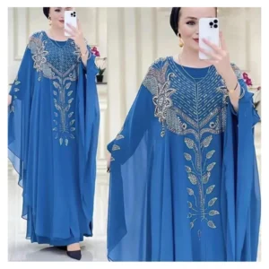 Elegant Muslim Kaftan Abaya Dress Chiffon Party Dresses and 2 Piece Outfit with Open Robe