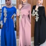 beautiful embroidered robe abaya muslim dress for women