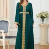 Green Lace Embroidered Designer Kaftan Maxi Dress