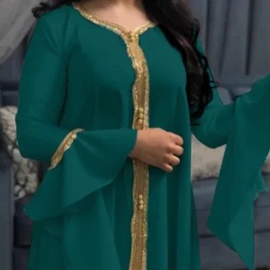 Green Turkey Jalabiya kaftan Dress for Women