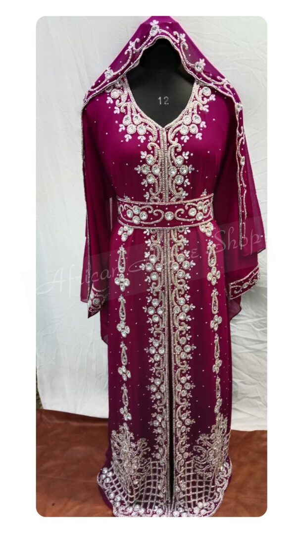 Moroccan hooded kaftan with silver embroidery -1 (1)