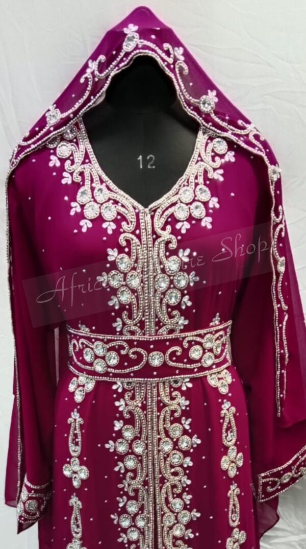 Moroccan hooded kaftan with silver embroidery -1 (2)