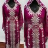 Moroccan hooded kaftan with silver embroidery