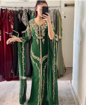 Dazzling Dubai Modern Kaftan with Hand-Embroidered Elegance