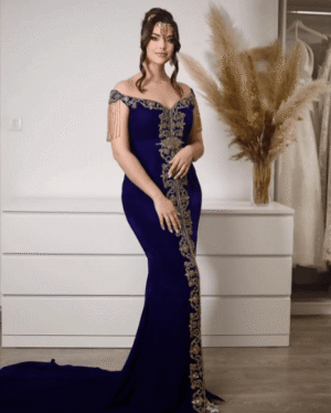 Luxurious Royal Blue Handcrafted Moroccan Caftan