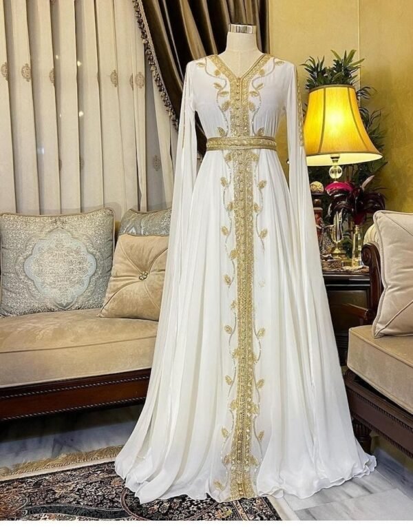 Stunning White African Caftan Handcrafted Maxi Dress for Women