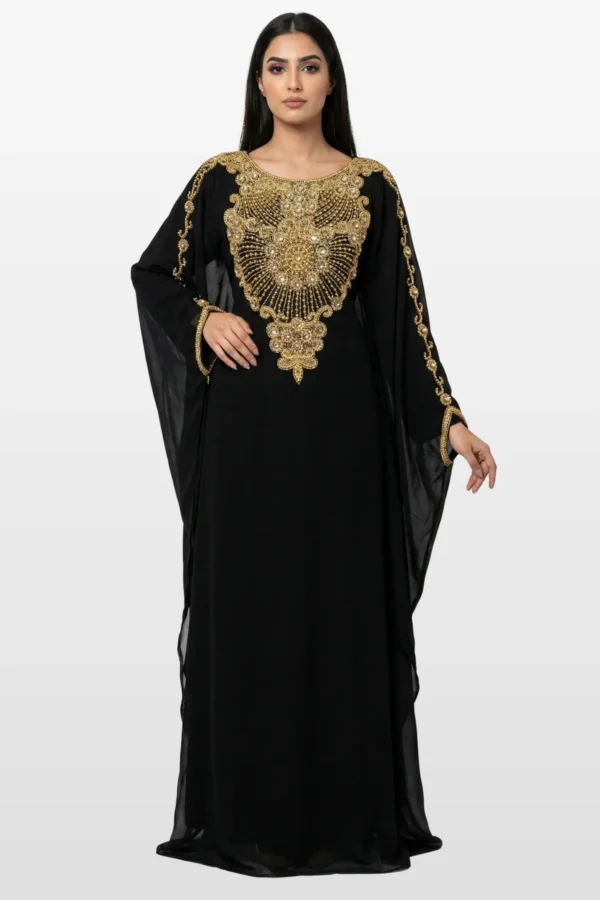 black gold embellished moroccan kaftan (5)