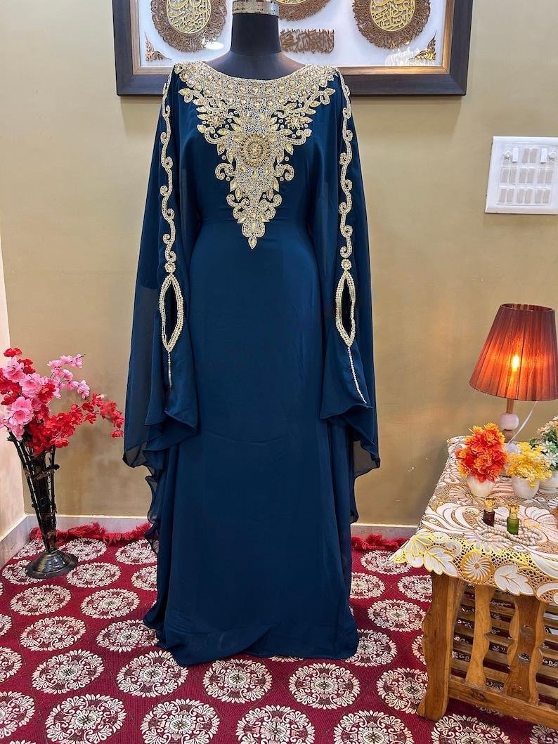 Royal Gold Embellished Caftan Dress Arabic Dress