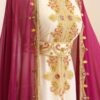 Fuchsia pink Moroccan kaftan with white inner dress (2)