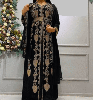 Hand-Embroidered Moroccan Kaftan Gown (2)