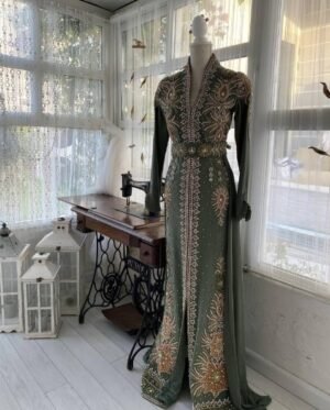 Luxurious Handcrafted Zari Work Kaftan for Weddings and Parties