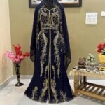 Navy Blue Dubai Moroccan Beaded Kaftan