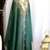 Handcrafted Emerald Green Georgette Kaftan with Zari Embroidery
