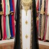 Black and white Moroccan kaftan with gold embroidery (3)