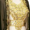Black and white Moroccan kaftan with gold embroidery (4)