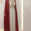 Elegant Maroon & White Handcrafted Zari Work Stitched Georgette Kaftan Dress for Party and Wedding