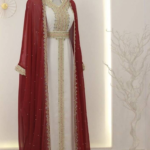 Elegant Maroon & White Handcrafted Zari Work Stitched Georgette Kaftan Dress for Party and Wedding