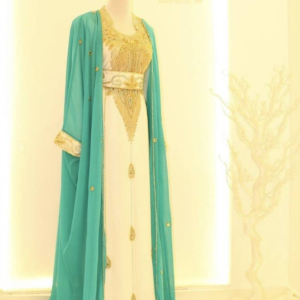 Sky Blue Georgette Kaftan with Handcrafted Zari Work Wedding Guest Dress, Party Dress