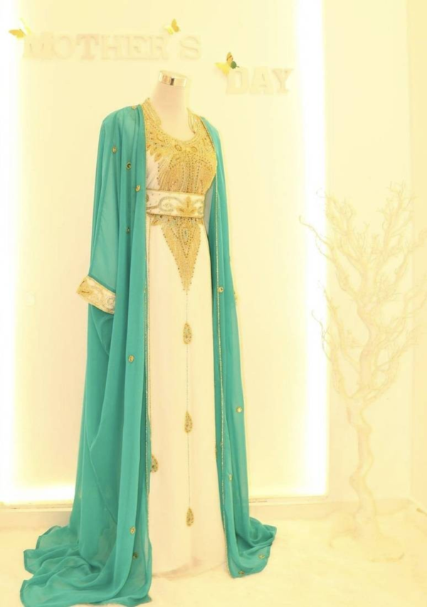 Sky Blue Georgette Kaftan with Handcrafted Zari Work Wedding Guest Dress, Party Dress