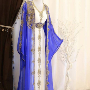 Royal Blue Georgette Kaftan with Handcrafted Zari Work Wedding & Party Dress