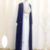 Navy Blue and White Handcrafted Zari Kaftan Dress | Georgette Wedding Guest Dress | Party Wear