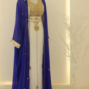 Navy Blue Georgette Kaftan with Handcrafted Zari Work - Wedding & Party Dress