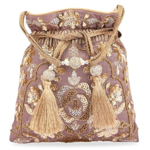 Gold Embellished Silk Potli Bag