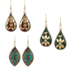 Traditional Multicolor Gold-Plated Drop Earrings for Women & Girls
