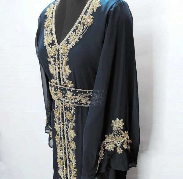 Black Hand-Beaded Moroccan Kaftan (2)