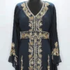 Black Hand-Beaded Moroccan Kaftan (4)