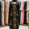 Black Moroccan kaftan with gold embroidery back view (1)