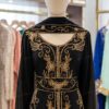 Black Moroccan kaftan with gold embroidery back view (2)