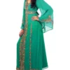 Green Hand-Beaded Moroccan Kaftan (4)