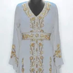 Grey Hand-Beaded Moroccan Kaftan (4)