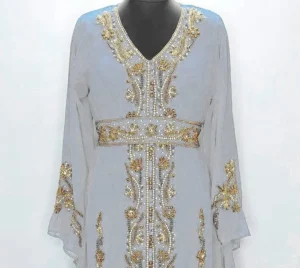 Grey Hand-Beaded Moroccan Kaftan (4)