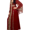 Maroon Luxurious Moroccan Kaftan with Hand Beads (2)