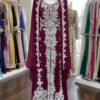 Purple Moroccan kaftan with silver Aari embroidery and matching hijab (1)