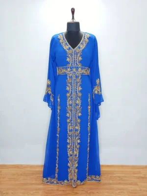 Royal Blue Hand-Beaded Luxurious Moroccan Kaftan (1)