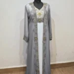 Stylish Grey Full Sleeves Hand Beaded Moroccan Kaftan (1)