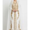 White Moroccan bridal kaftan with gold embroidery (1)