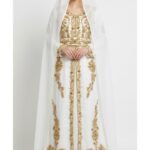 White Moroccan bridal kaftan with gold embroidery (1)