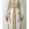 White Moroccan bridal kaftan with gold embroidery (2)