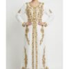 White Moroccan bridal kaftan with gold embroidery (3)