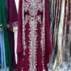 Sale!! Purple Caftan Abaya For Wedding Handwork Luxury Gown