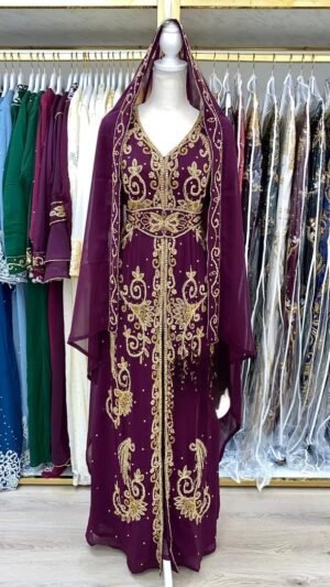 purple kaftan dress