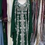 Beautiful Green Fancy Caftan Abaya For Wedding Handwork Gown