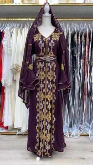 Sale!! Purple Dubai Kaftan Dress Wedding/Nikkah Hand Beaded Luxury Gown