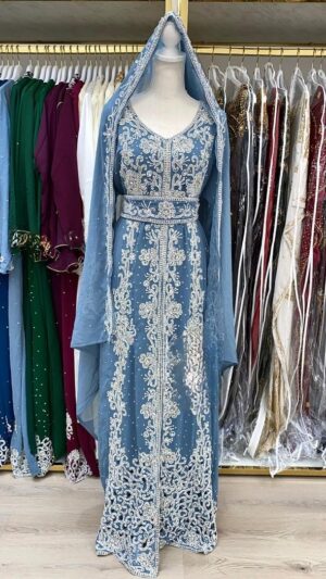 Sale!! Grey Caftan Abaya For Wedding Handwork Luxury Gown